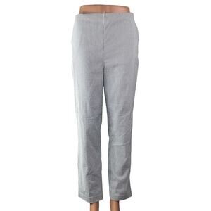 Carolina Belle White Blue Striped High Waisted Straight Trousers Dress Pants 8